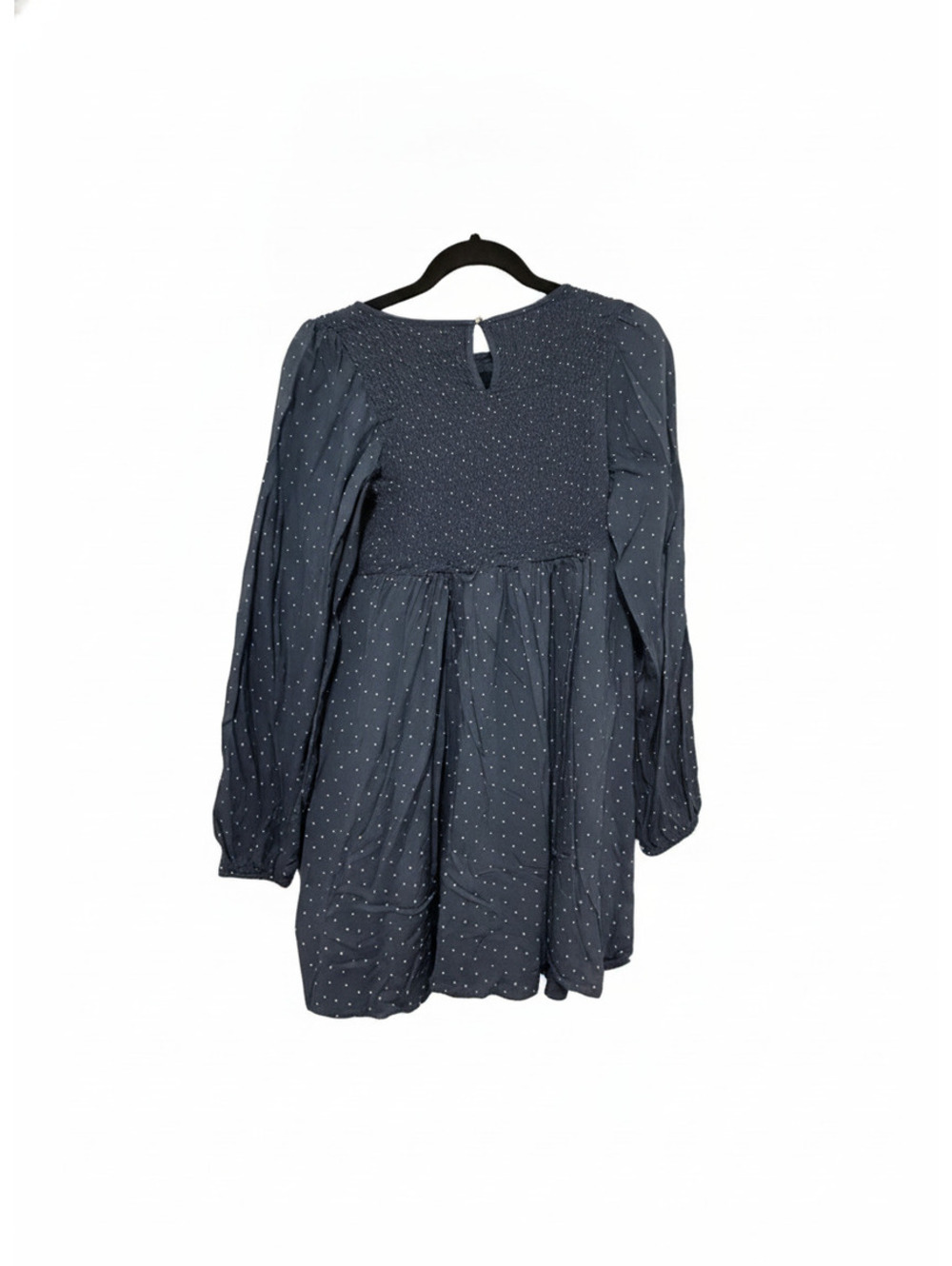 SO Navy Blue Polka Dot Long Sleeve Blouse Medium